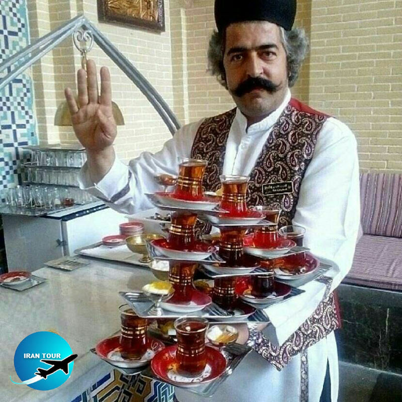 Persian tea and barista at Abbassi Hotel