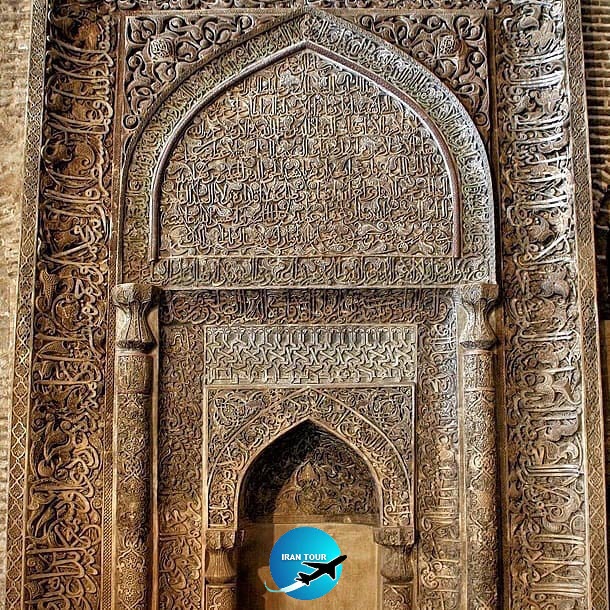 Unique Oljayto plaster-engraved mehrab Atiq Jame Mosque isfahan