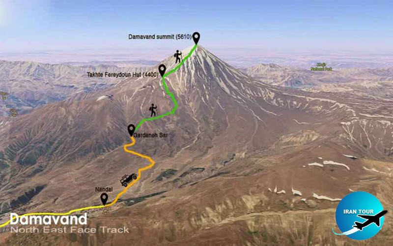 Routes to the Damavand summit